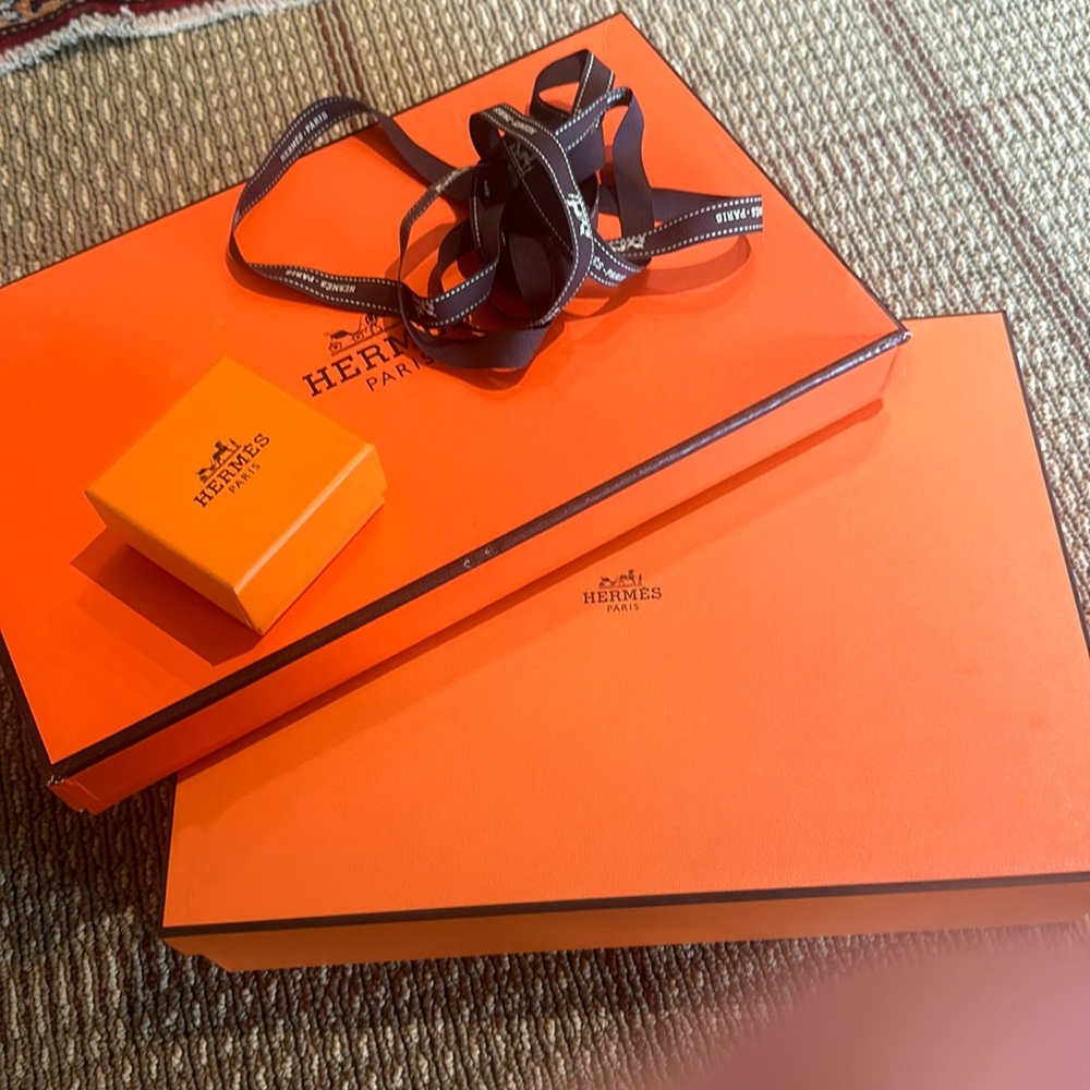 Hermes boxes and ribbon